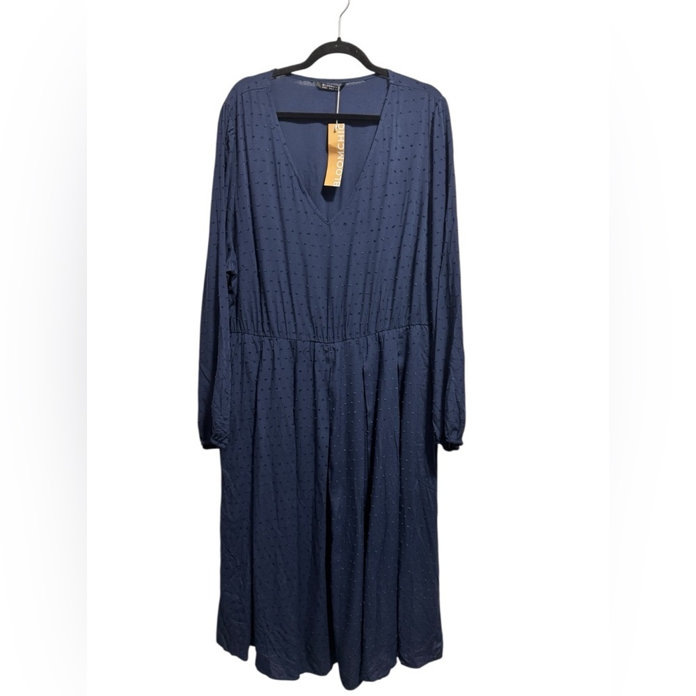 Bloomchic Long Sleeve Midi Dress Navy - Picture 2 of 11